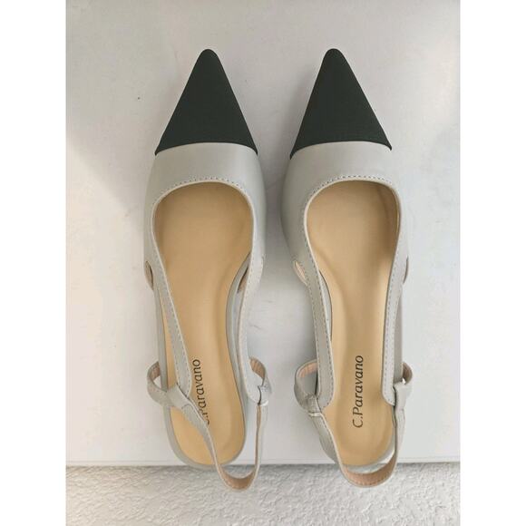 New C.Paravano Women's Pointed Toe Slingback Low Heel Gray Size 6/36.5 $125 - Picture 4 of 10